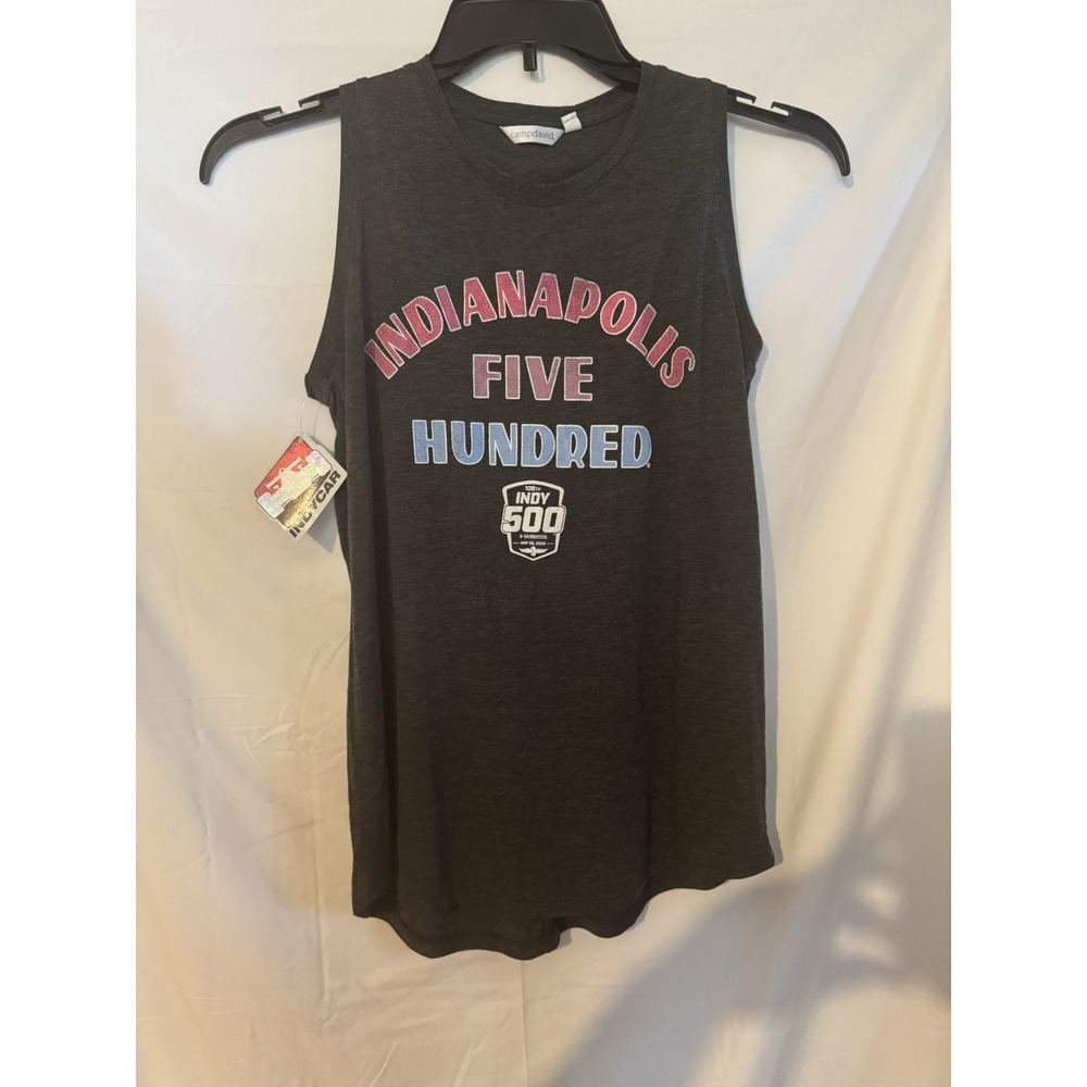 Indianapolis 500 Women's Small Sleeveless Charcoal Graphic Tank Top